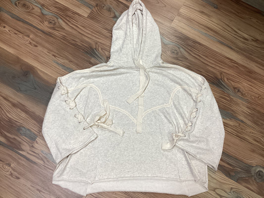 Oatmeal Lace Up Sleeve Hoodie