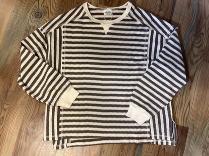 Grey Cream Striped Long Sleeve