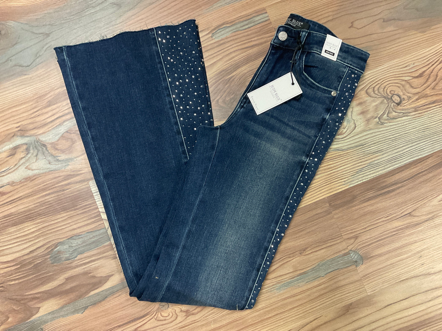 Rhinestone Mid Rise Judy Blue Flares