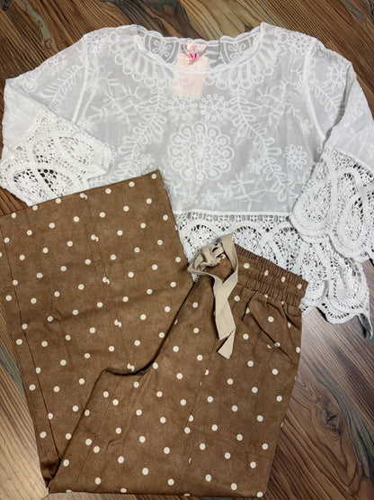 White Crochet Embroidered Top
