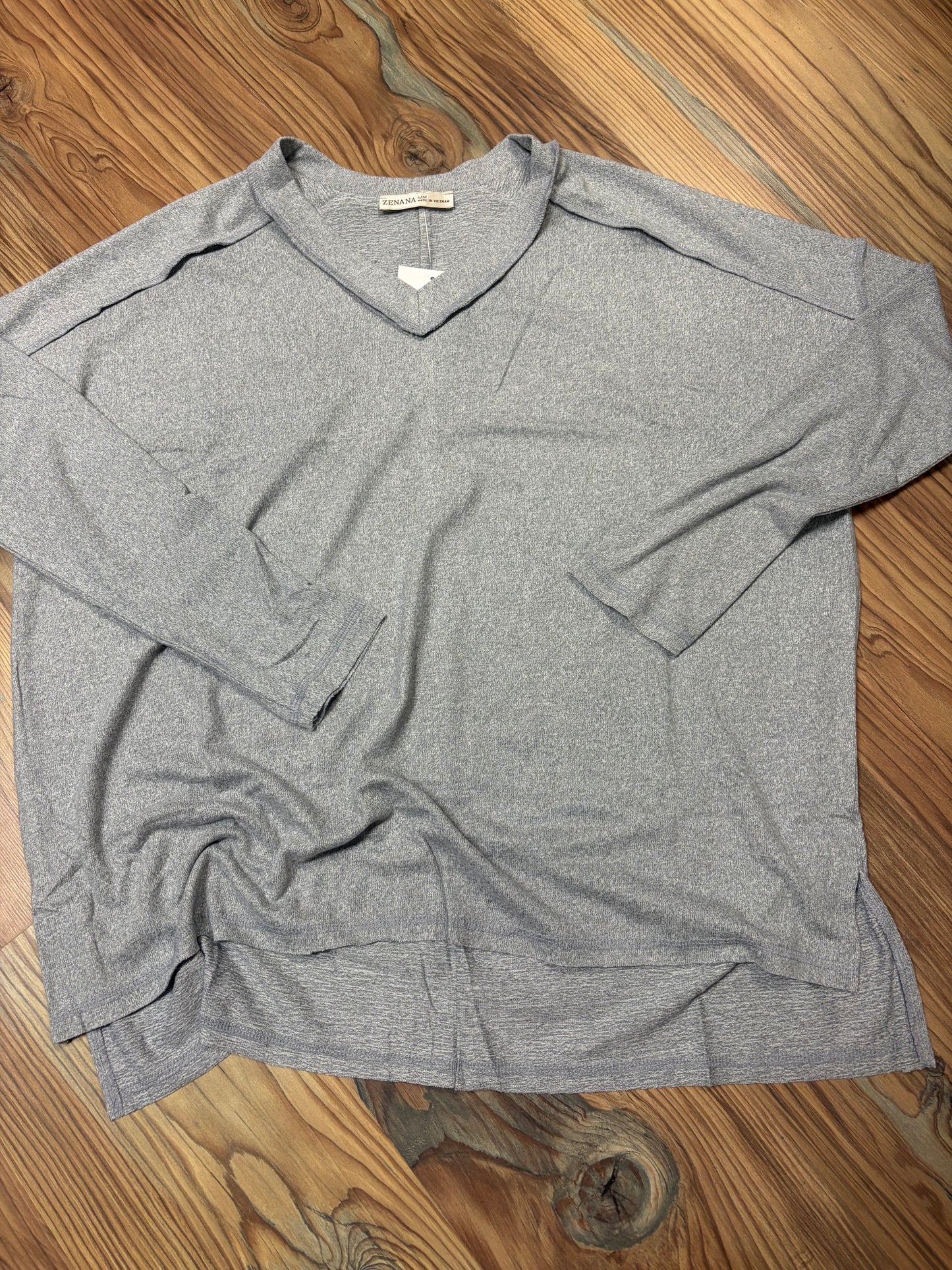 Heathered Grey Softy Hacci Long Sleeve