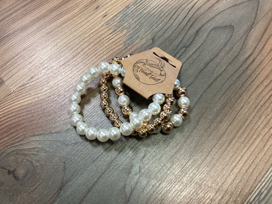 Gold Pearl Stretch Bracelet