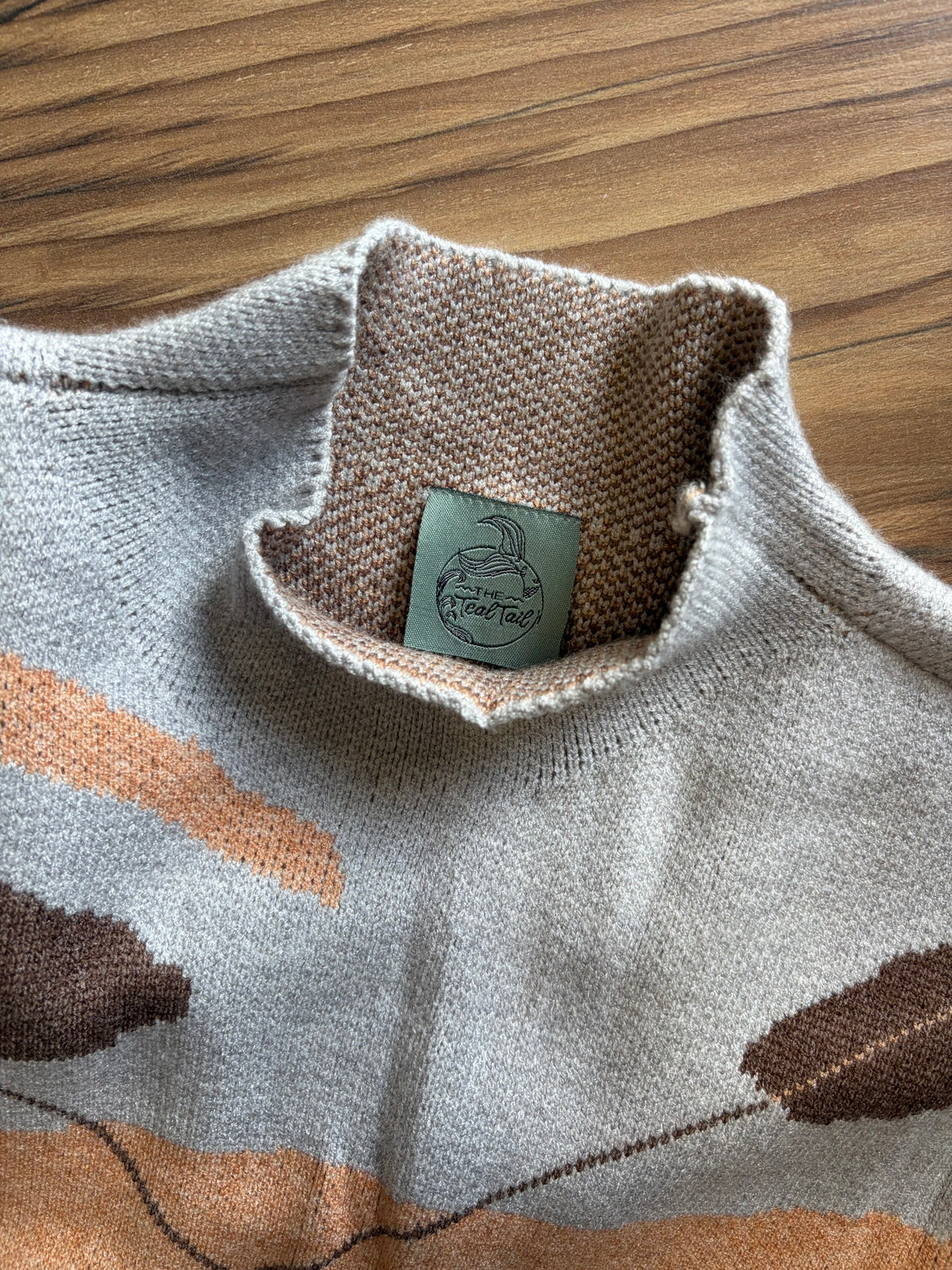 Camo Cap Sleeve High Neck Knit