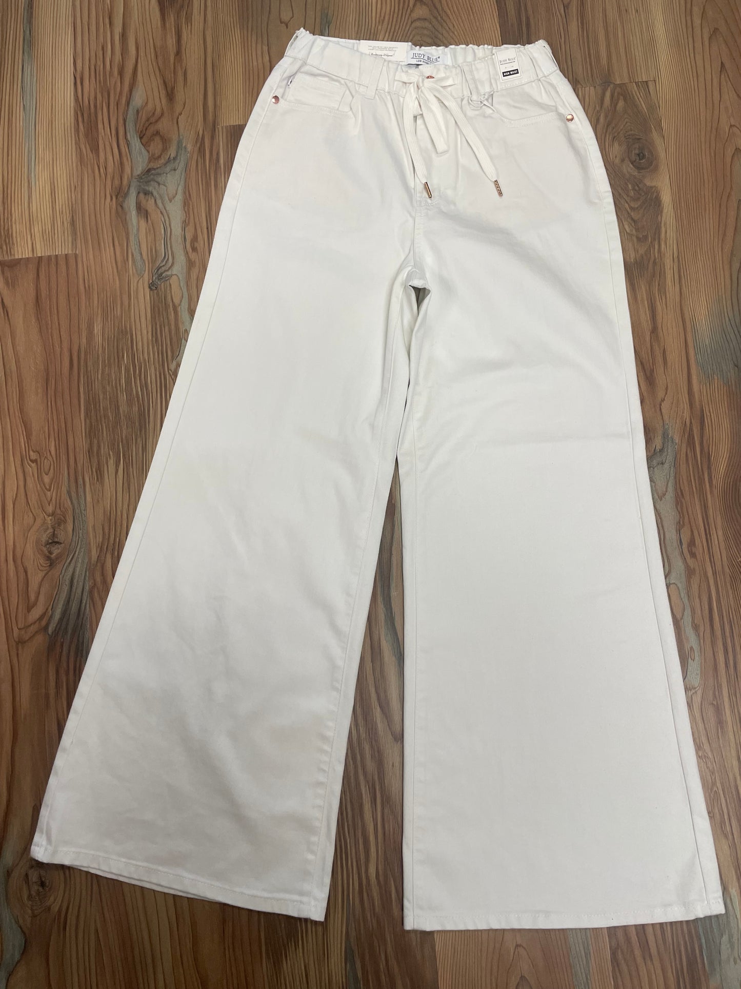 Judy Blue White Palazzo Elastic Waist