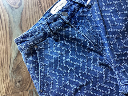 Risen High Waist Textured Jeans