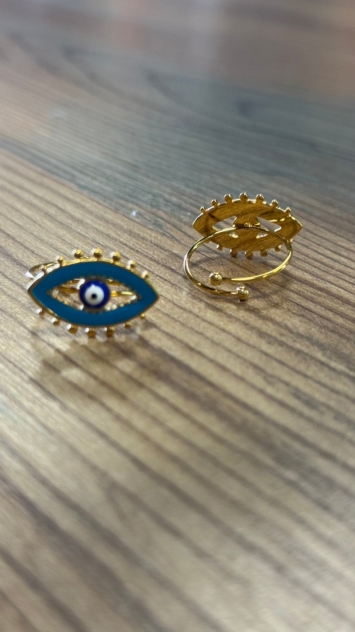 18k PVD Blue Enamel Evil Eye Ring