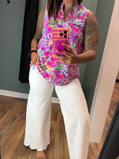 Pink Floral Sleeveless Dear Scarlett