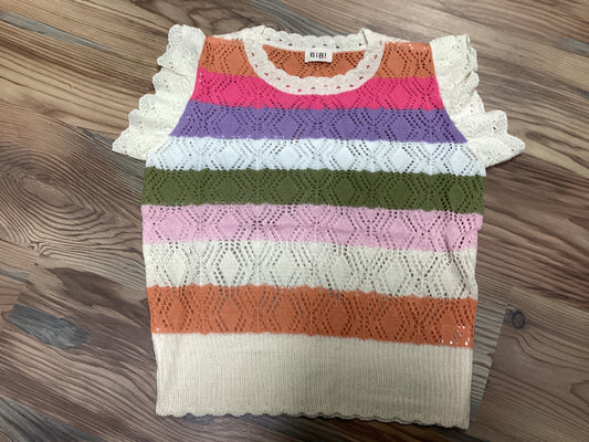 Colorful Pointelle Ruffle Knit