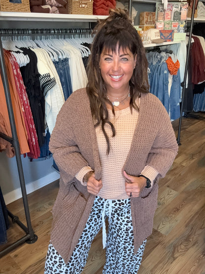 Chocolate Open Front Knit POL
