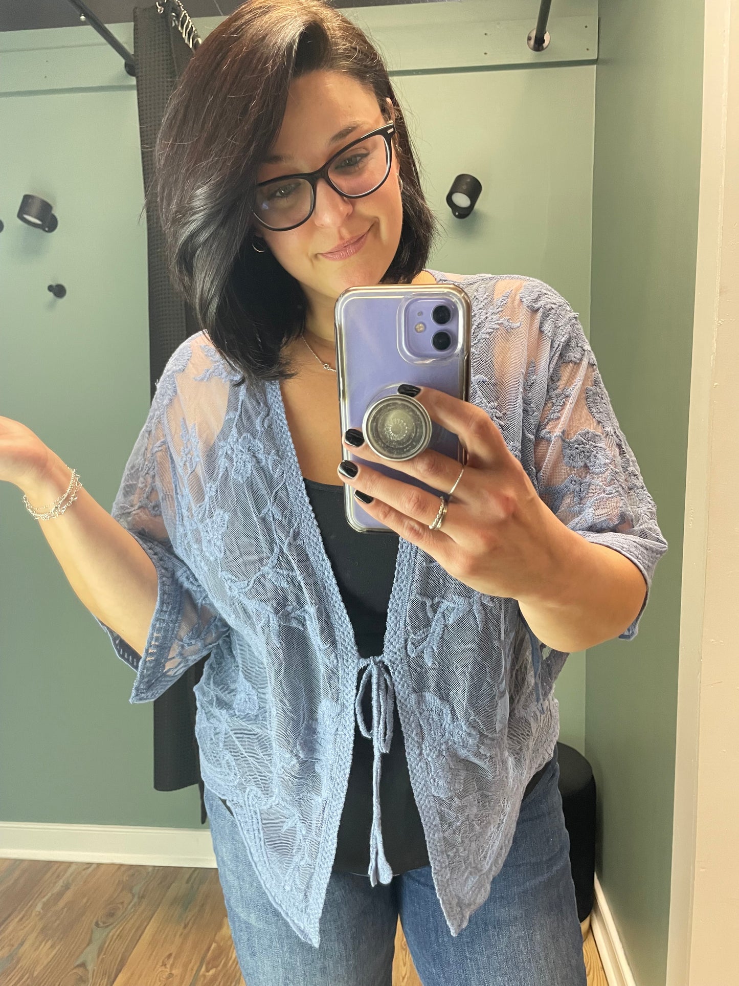 Periwinkle Lace One Size Kimono
