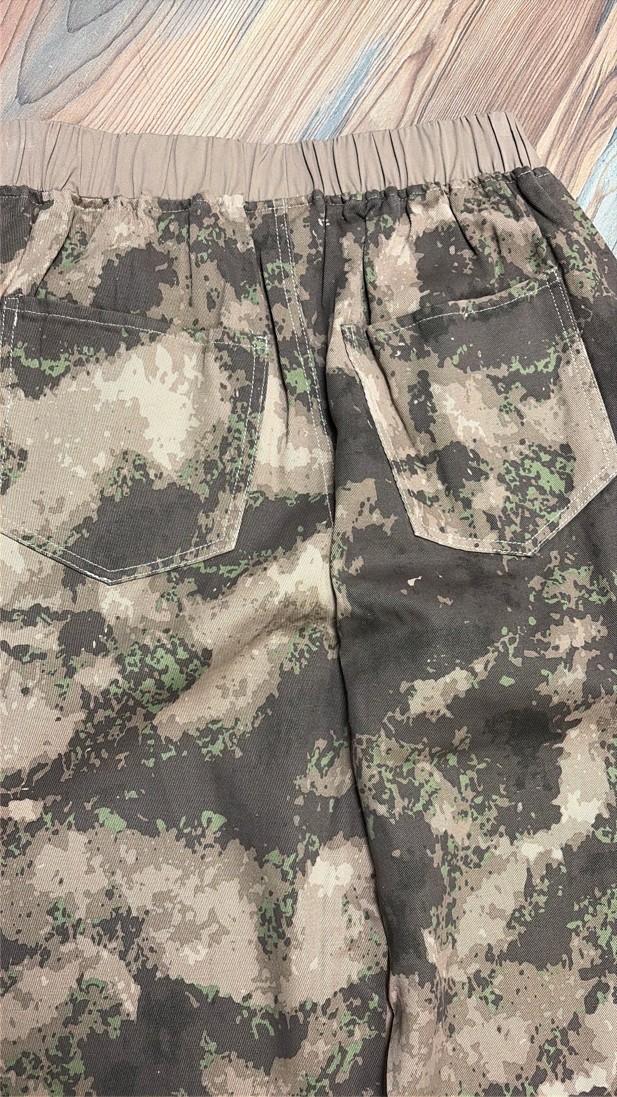 Camo Elastic Waist Cotton Pants