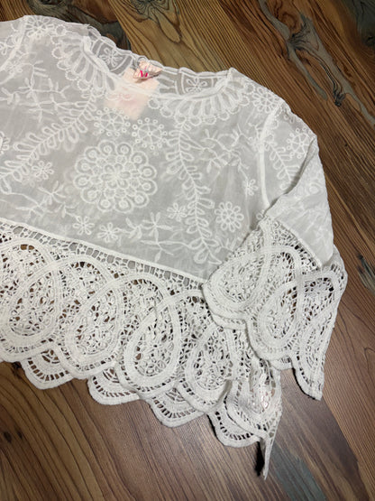 White Crochet Embroidered Top