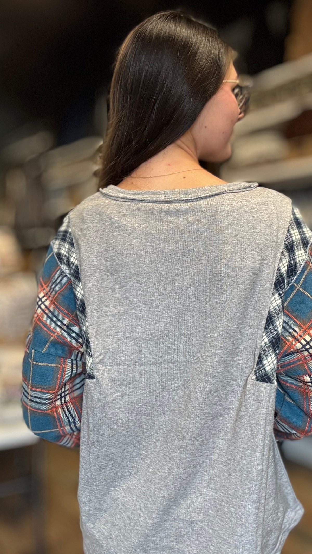 Grey And Plaid Long Sleeve
