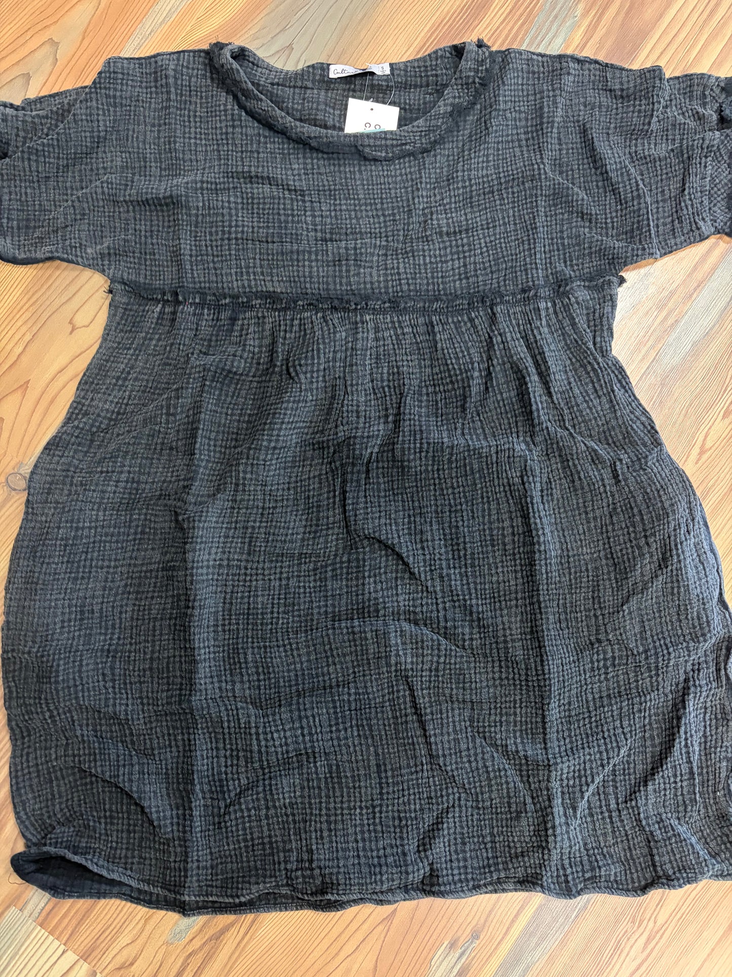 Washed Black Scoop Neck Dress