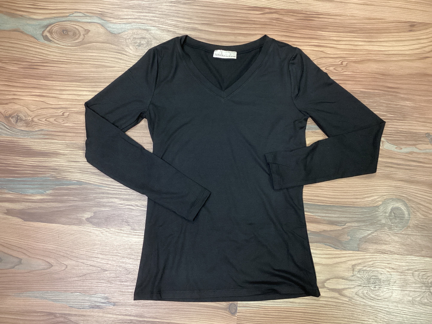 Black Softy Long Sleeve V Neck