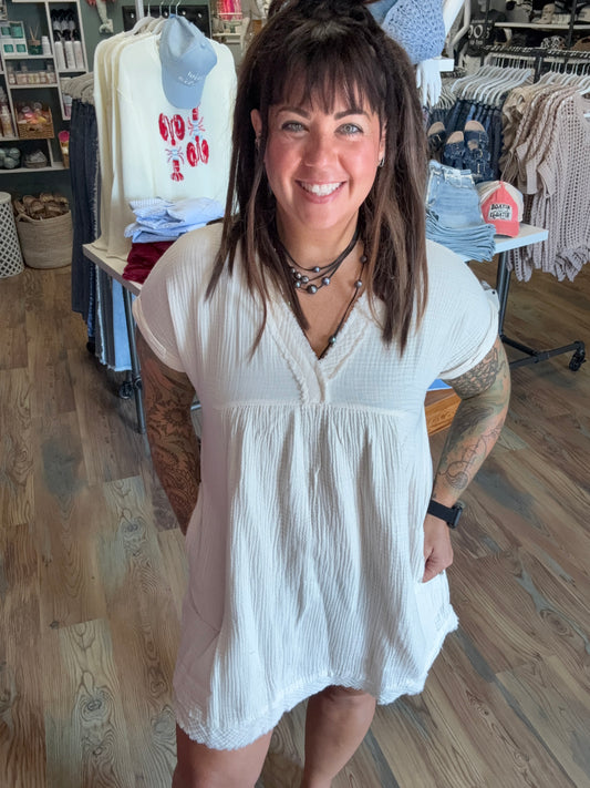 Washed Ivory Babydoll Dress