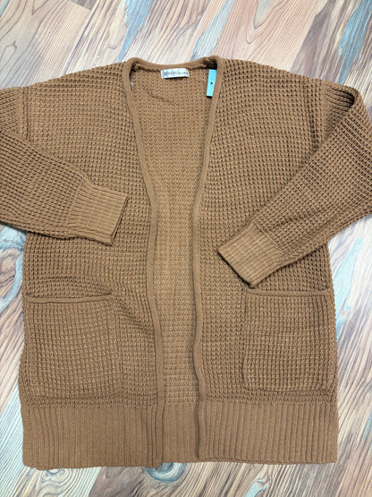 Deep Camel Open Front Waffle Cardi
