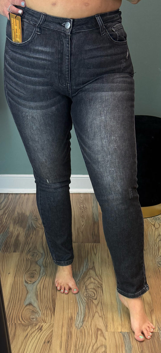 Risen Black Mid Rise Skinny Ankle