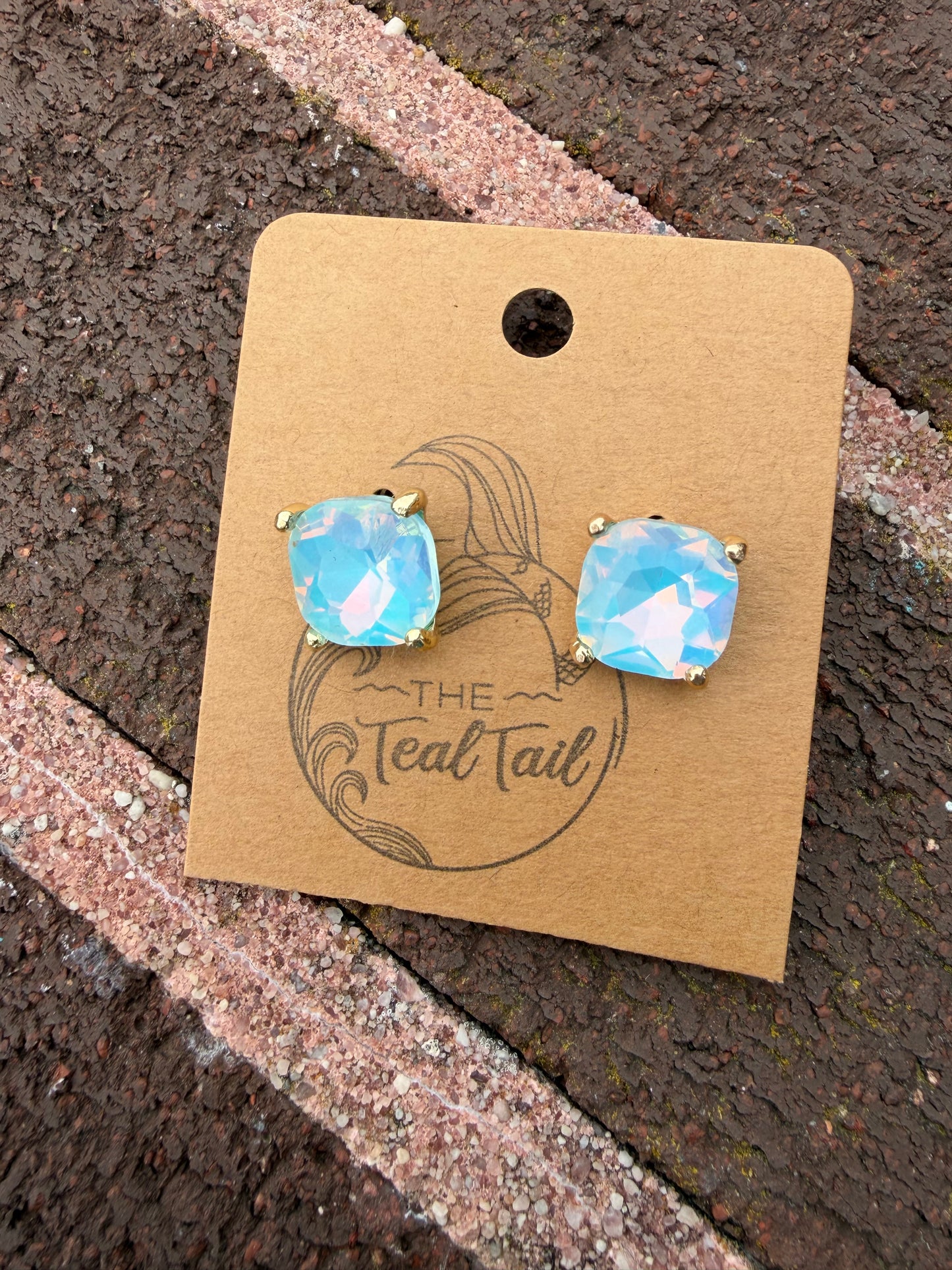 Glacier Blue Square Studs