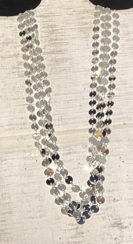 Sliver Flat Discs Wrap Necklace
