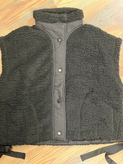 Black Fuzzy Snap Vest