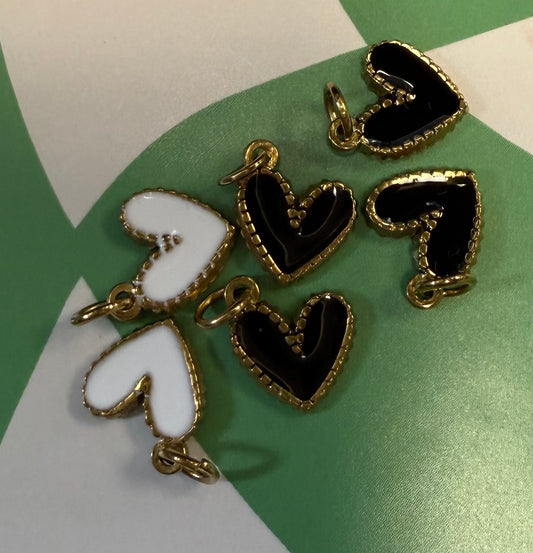Enamel Heart Charm Gold