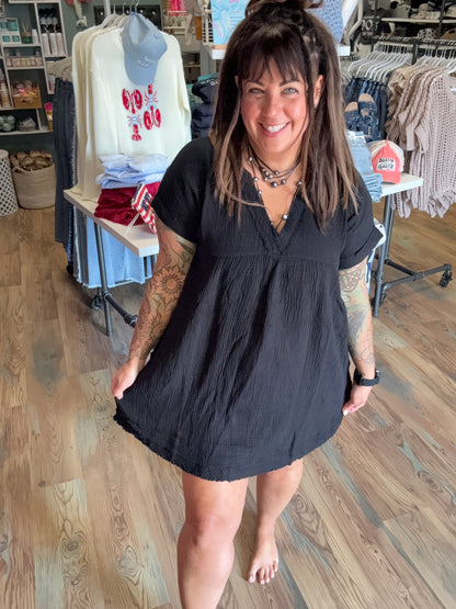 Washed Black Babydoll Dress