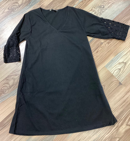 Black Ribbed Lace Dress