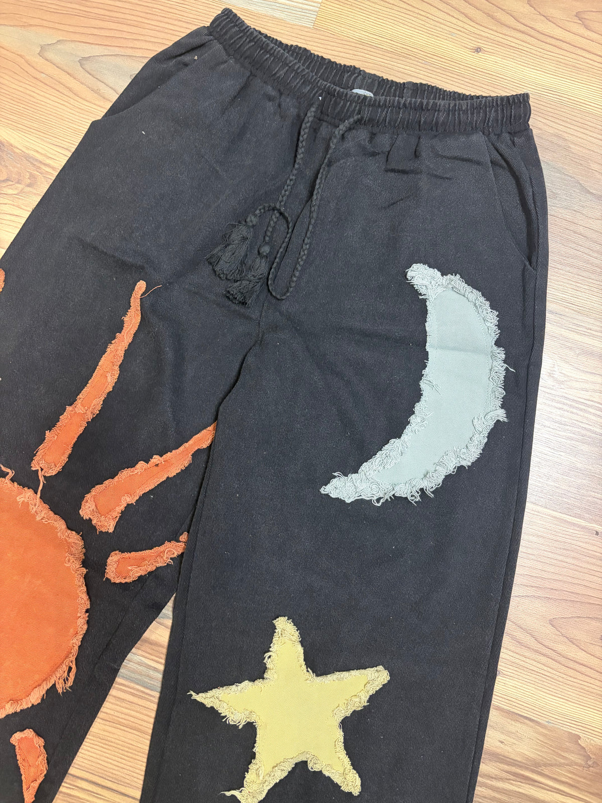 Washed Black Star Sun Moon Pants