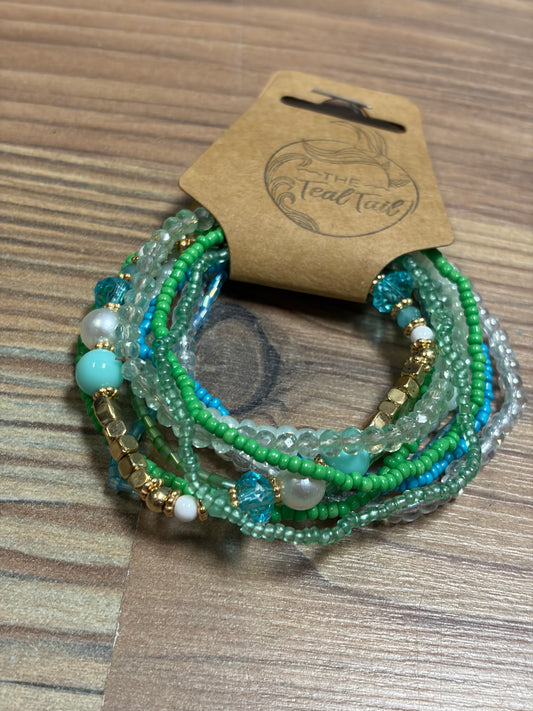 Green Blue Stretch Bracelet Set