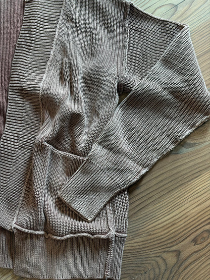 Ribbed Chestnut Open Cardigan