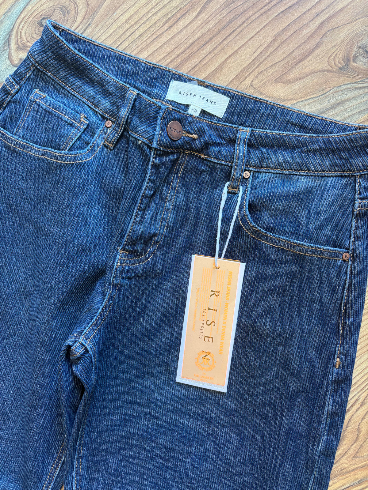 Risen Dark Wash Corded Barrel Jeans
