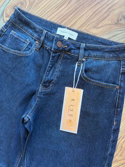 Risen Dark Wash Corded Barrel Jeans