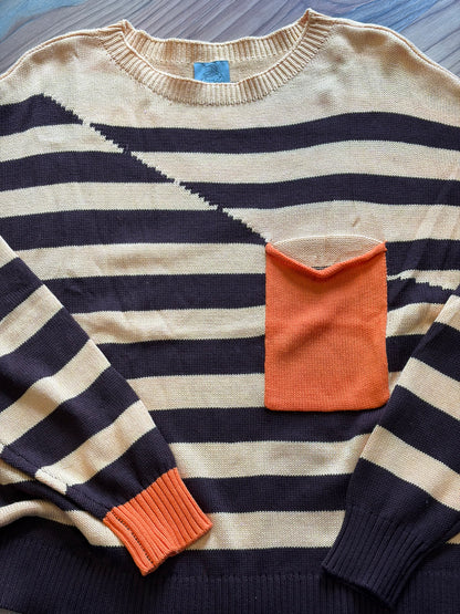Brown Yellow Stripe Knit
