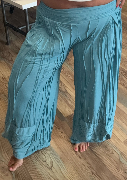 Boho Stitched Teal Pants