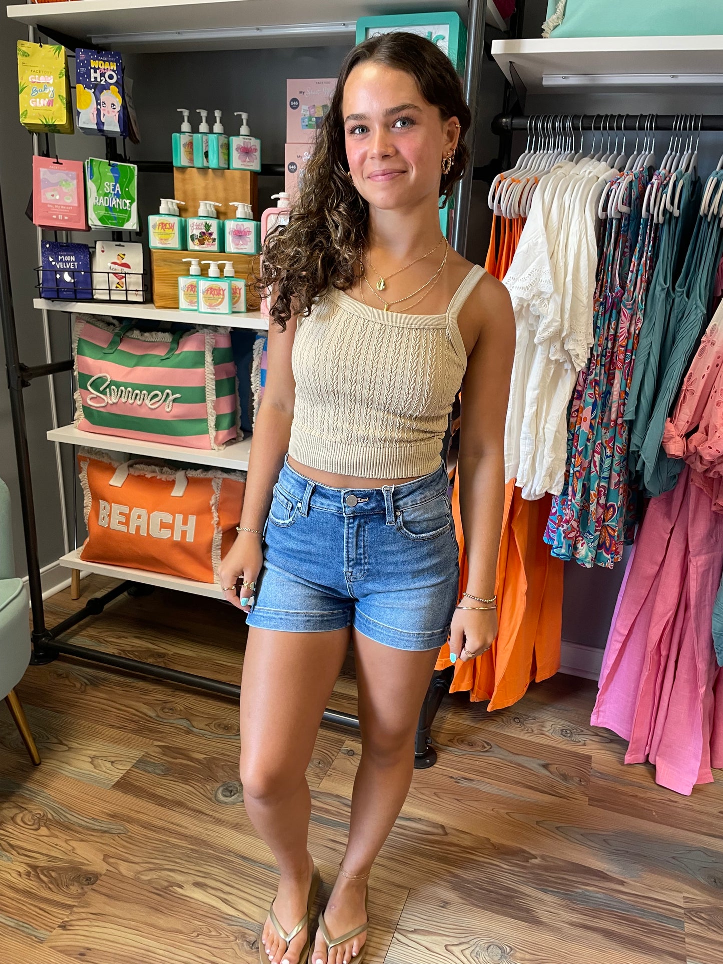 Tan Cable Ribbed Bralette