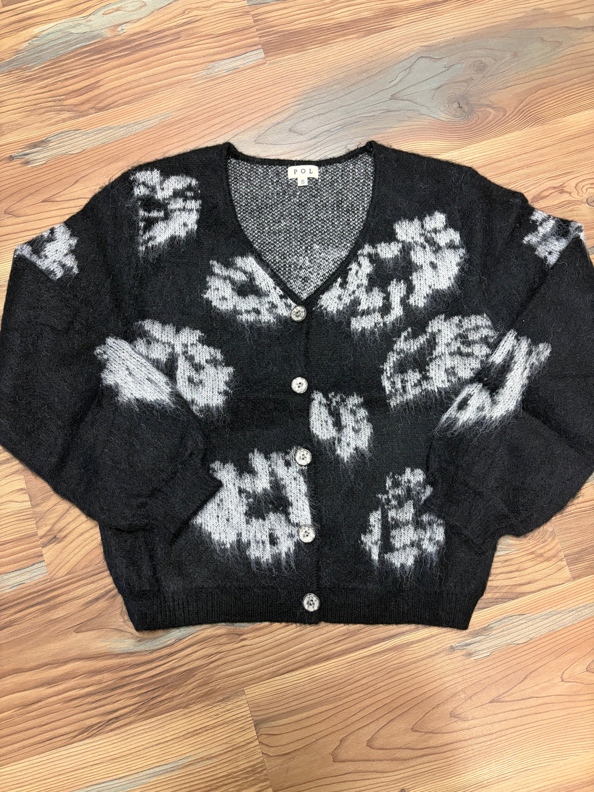 Black Mohair Button Cardi POL