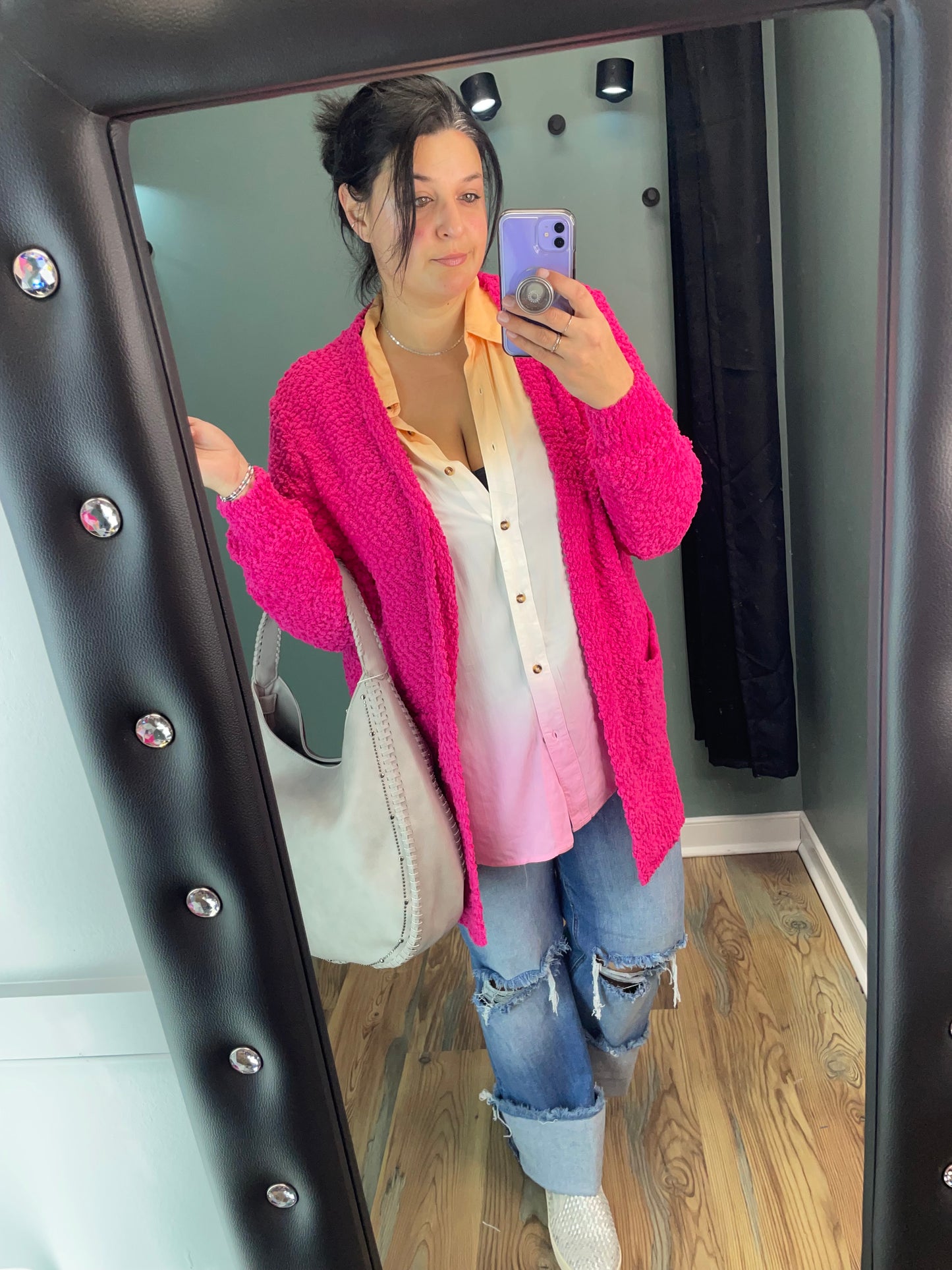 Hot Pink Popcorn Cardi