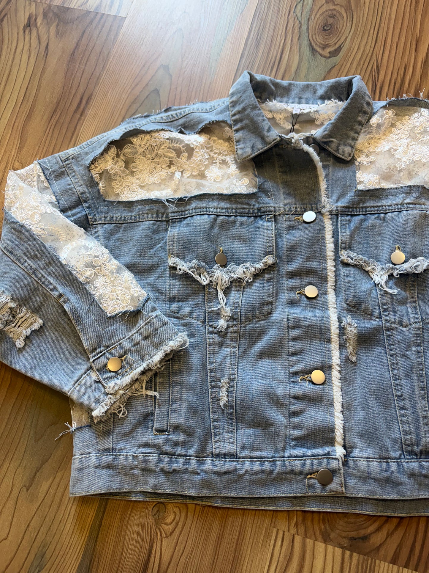 Oversized Lace Denim Jacket