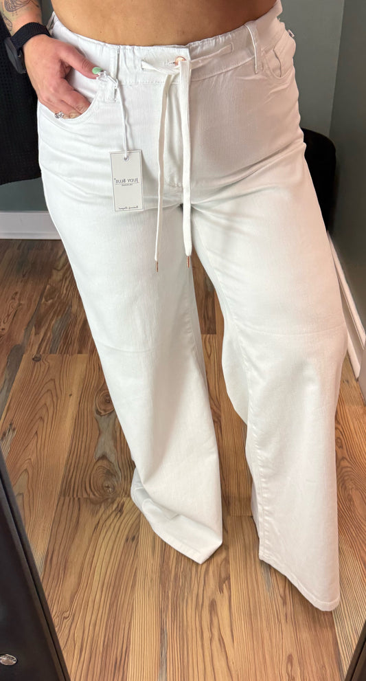 Judy Blue White Palazzo Elastic Waist