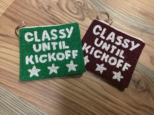 Classy Until Kickoff Seed Bead Coin Purse