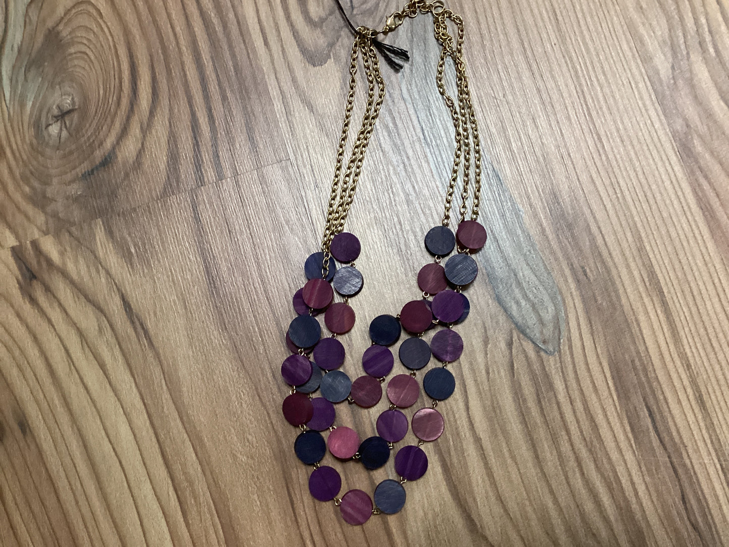 Purple Wooden Layered Necklace