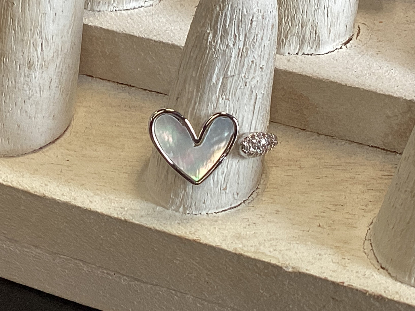 Silver Opal Heart Ring