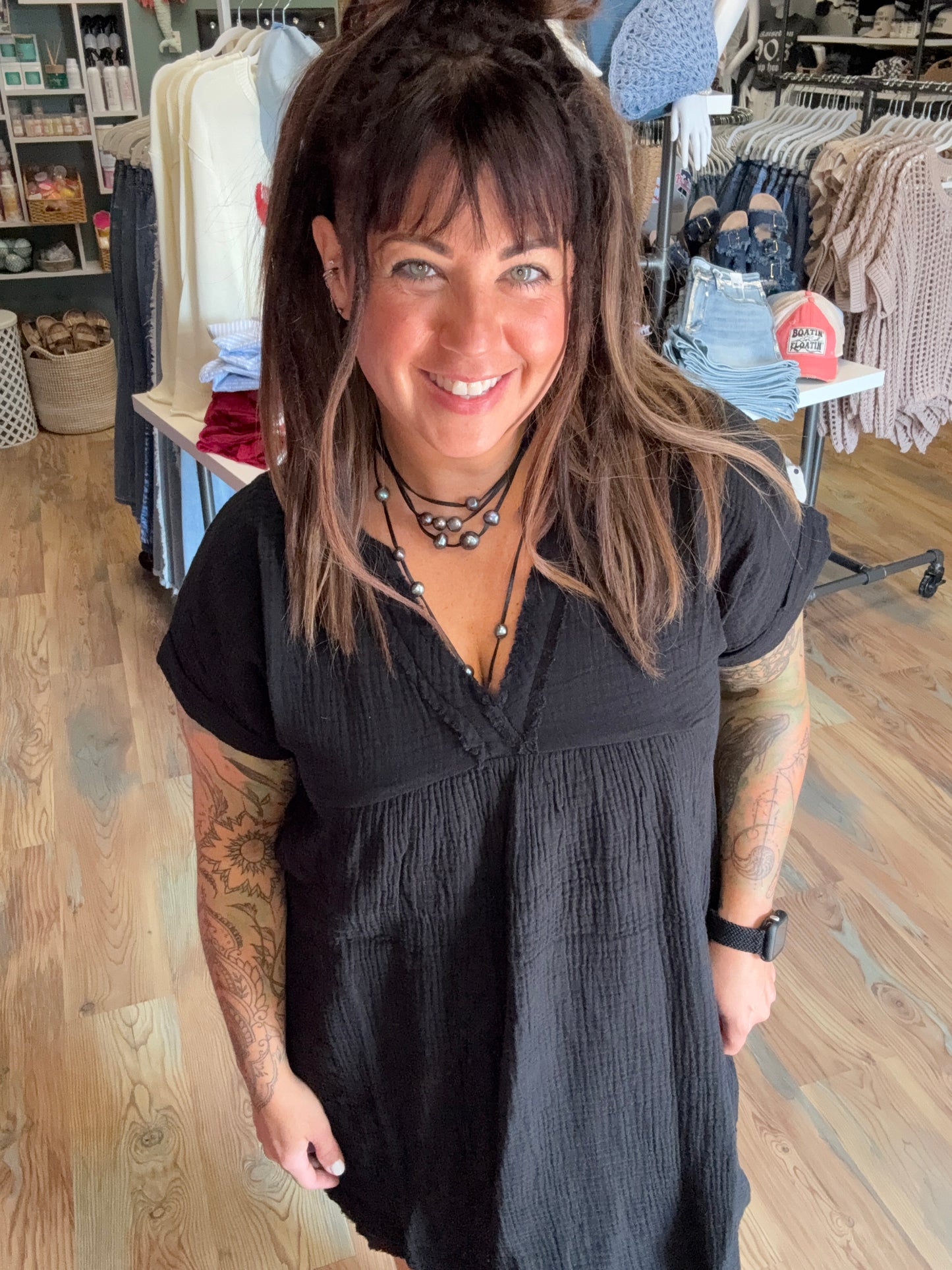 Washed Black Babydoll Dress