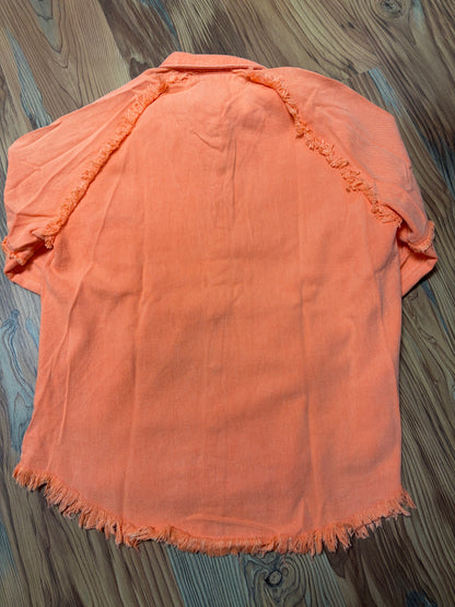 Coral Raw Hem Denim Jacket
