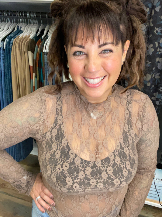 Mocha Mesh Floral Overlay