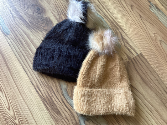 Eyelash Pom Beanie