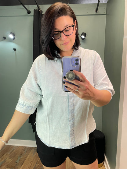 Chambray Pinstriped Top