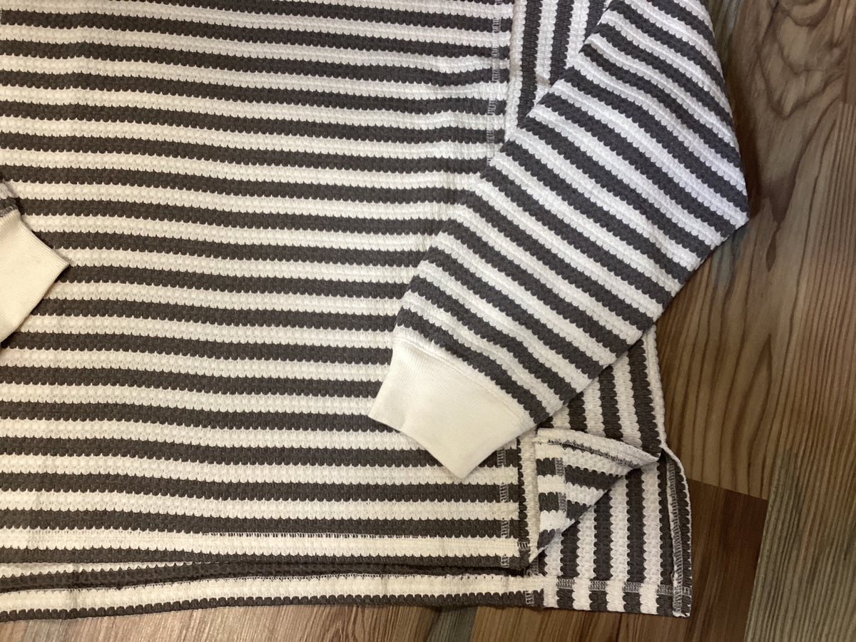 Grey Cream Striped Long Sleeve