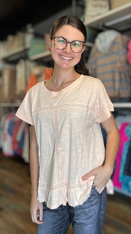 Peach Ruffle Hem Top